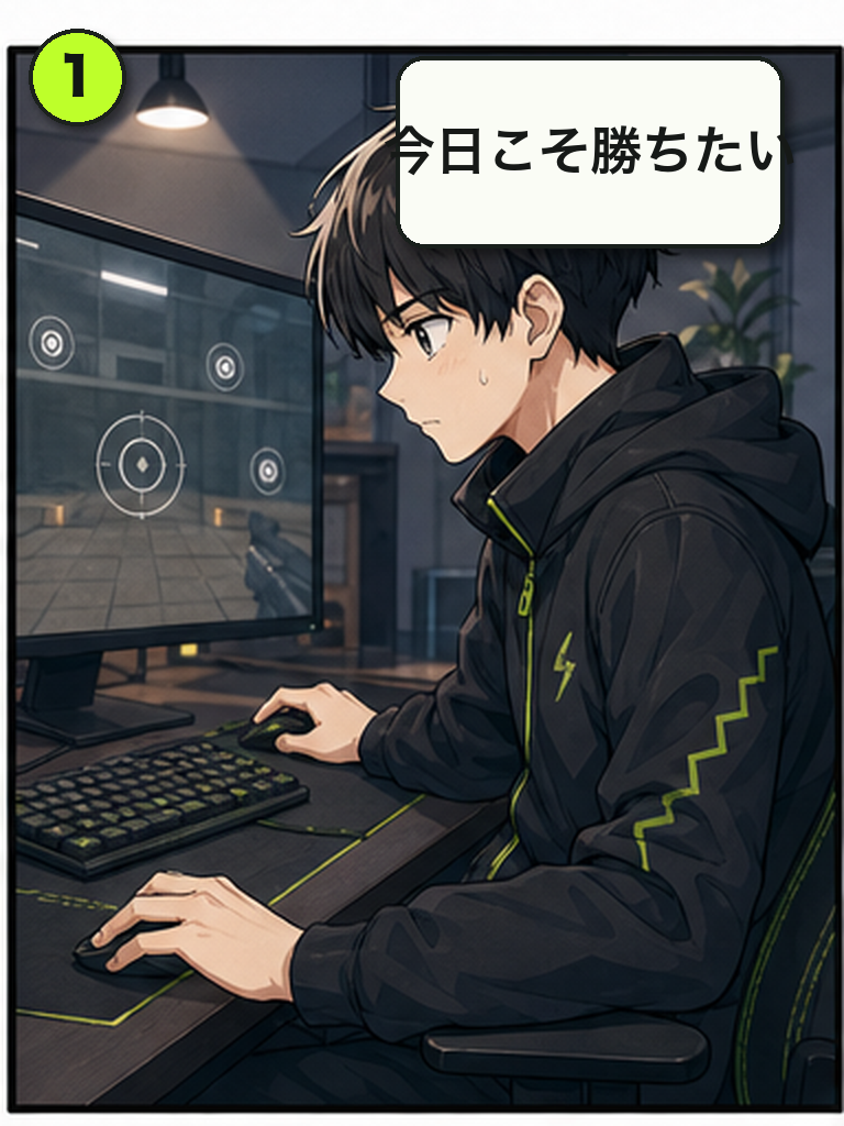 同じ負け方を繰り返す悩みを描いた漫画 1コマ目